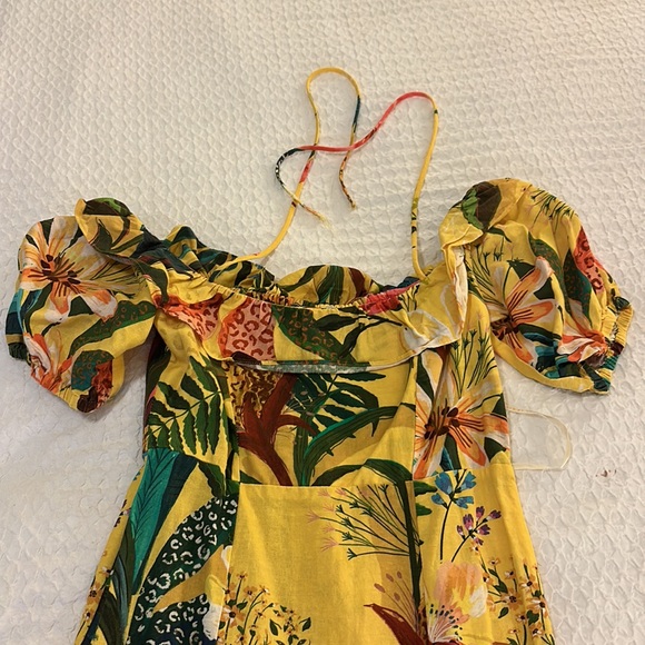 FARM Rio Golden Jungle Linen Midi Dress sz Small - Picture 7 of 16